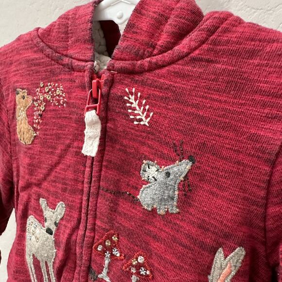 Next Red Woodland Hoodie Sweatshirt & Grey Skirt Outfit - Picture 3 of 11